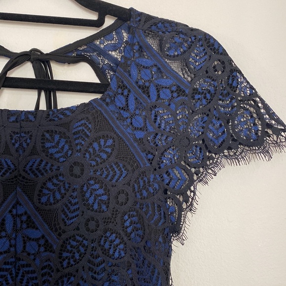 For Love and Lemons Lyla Lace Mini blue and black Dress size xs - Picture 4 of 5